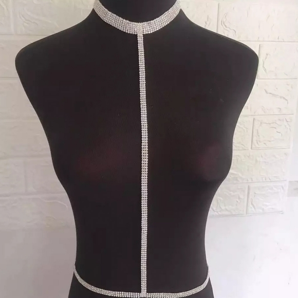 🎀Exquisite Sexy Rhinestone Choker &  Waiste Chain - Picture 3 of 6